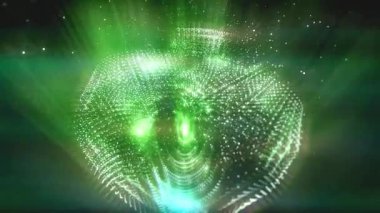 Yeşil ve sarı parçacıklara sahip soyut arkaplan