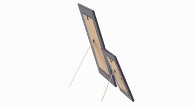 Beyaz arkaplanı olan eşsiz fotoğraf çerçevesini kapat.