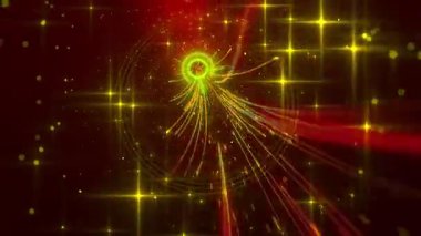 Hareketli enerji hatları ve parlayan parçacıkların yer aldığı soyut illüstrasyon, hareket ve dinamizmi akla getiriyor.