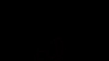 Karanlıkta parlayan neon ok işareti, parlak kırmızı bir renkle yön ve hareketi simgeliyor.