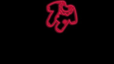 Zencefilli ekmek adam kostümünün karanlık bir arka planda parlayan neon çizgisi.