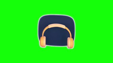 Canlı bir yeşil ekran görüntüsü kablosuz kulaklıkların canlandırılmış bir simgesini gösteriyor.