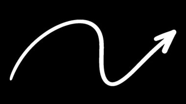 Siyah arkaplan tasarımı animasyonu üzerinde akan hareketli beyaz kıvrımlar ve oklar