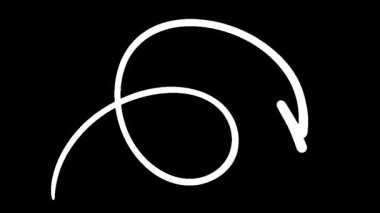 Siyah zemin üzerinde spiral bir ok çizen beyaz çizgi, görsel efekt