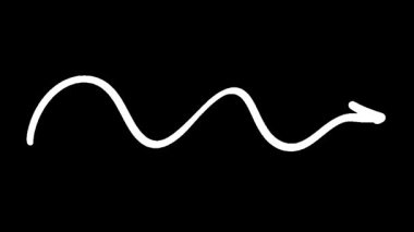 Siyah Arkaplanda Animasyon Beyaz Dalgalar ve Oklar, Basit Hareket Grafikleri, Yaratıcı Tasarım