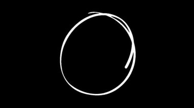 El Çizimi Çemberleri Siyah Arkaplan Döngüsü, beyaz işaret çizen daireler