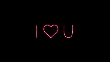 Canlandırılmış Neon I Love You Message for Valentine 's Day veya Romantik Olaylar