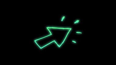 Görsel Efektler ve Tasarım için Siyah Arkaplanda Neon Parlayan Oklar Animasyonu