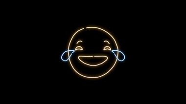 Siyah Arkaplan 'da Neon Kahkaha Emoji Deseni, Aydınlatılmış İfadeler