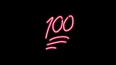 Neon İşaret Animasyonu 100 Nokta Sembol Parıltısı, 100 emoji sembollü animasyon