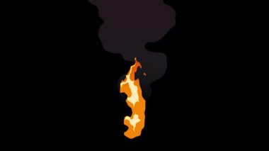 Görüntü Efektleri İçin Siyah Arkaplanda Siyah Duman Olan Çizgi Film Alev Canlandırma Çerçevesi Döngüsü