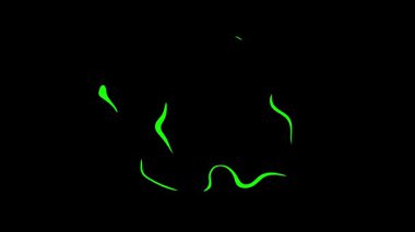 Siyah Arkaplanda Görsel Efektler ve Geçişlerle Dinamik Yeşil Canlandırılmış Şekiller