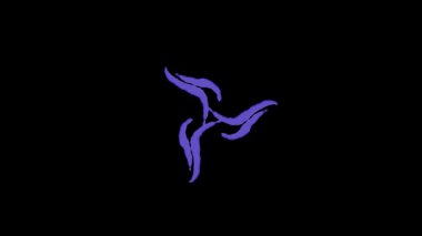 Siyah Arkaplanda Büyüyen Mor Elementlerin Biçimlendirilmiş Animasyonu, Kusursuz Döngü