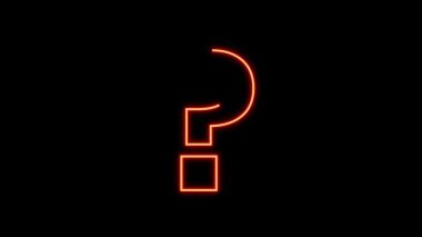 Canlandırılmış neon soru işareti görsel merak için siyah arkaplan üzerinde görünür