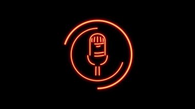 Neon Mikrofon Simgeleri Koleksiyonu: Canlandırılmış Podcast ve Ses Kayıt Elementleri Paketi