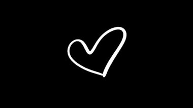 Sevgililer Günü ve Aşk Kavramları İçin Kara Arkaplanda Çizilmiş El Kalpli Simgeler