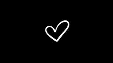 Siyah arkaplanda aşk ve kutlama videolarını ifade eden animasyon beyaz kalpler