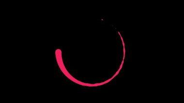 VFX ve Hareket Grafikleri için Siyah Arkaplanda Animasyon Pembe Su Düşürme Çemberi Döndürme Dizisi