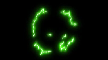 VFX ve Hareket Grafikleri Projeleri için Canlandırılmış Yeşil Yıldırım Çemberi Efektleri Paketi