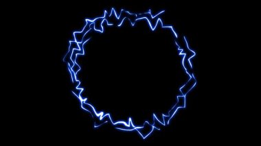 Görsel Efektler ve Hareket Grafikleri İçin Mükemmel Siyah Arkaplanda Elektrik Yayı Oluşturma Halkaları