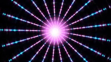 Merkezden yayılan parlak renklerle canlı, dairesel bir model, dinamik bir görsel etki yaratıyor..