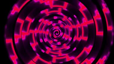 Pembe ve siyah renkli soyut spiral tasarım derinlik ve hareket hissi uyandırıyor..