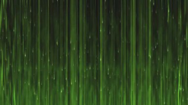 Dikey çizgilere ya da ışık akışlarına benzeyen canlı yeşil bir arkaplan.