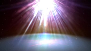 Göksel bir manzarayı aydınlatan ışıl ışıl ışıl ışık huzmeleriyle dolu canlı bir kozmik patlama..