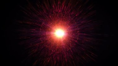 Canlı bir kozmik patlama ışık ve enerji yayıyor, yaratılışı ve evrenin gizemlerini simgeliyor..
