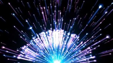 Renklerin patlamasına benzeyen canlı bir ışık gösterisi, dinamik hareket ve enerji sergiliyor..