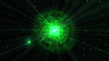 Kozmik ya da bilimsel bir fenomeni temsil eden parlak yeşil bir ışık ve enerji patlaması..