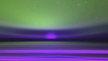 Büyüleyici bir aurora borealis, sakin bir su yüzeyinin üzerindeki canlı renklerle gece gökyüzünü aydınlatır..