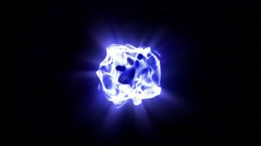 Karanlık bir zemin üzerinde ışık saçan parlak mavi bir küre, mistik ya da teknolojik bir temayı işaret ediyor..