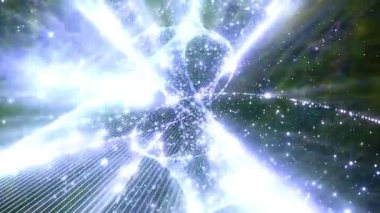 Kozmik enerji ve ışığın soyut tasviri, canlı, dönen bir evreni tasvir ediyor..