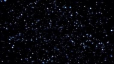 Parlayan yıldızlarla dolu yıldızlı bir gece göğü, karanlık bir arka plana karşı..