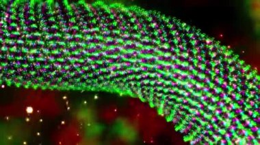 Moleküler ya da kozmik bir yapının canlı, soyut bir temsili, karmaşık desenler ve renkler sergiliyor..