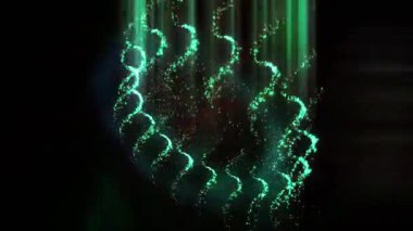 Büyüleyici bir soyut tasarım. Dönen desenler ve parlayan elementler var. Derinlik ve hareket hissi uyandırıyor..