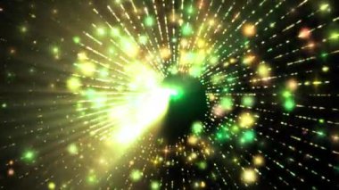 Işık parçacıklarının ve enerjinin kozmik bir ekranda dışa doğru yayılan canlı ve soyut bir temsili..