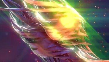 Kozmik bir ortamda dinamik bir enerji dalgasının soyut temsili.