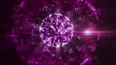 Parlak çizgiler ve noktalarla soyut arkaplan