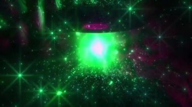 Parlayan yıldızlar ve nebula ile soyut arkaplan, 3 boyutlu görüntüleme