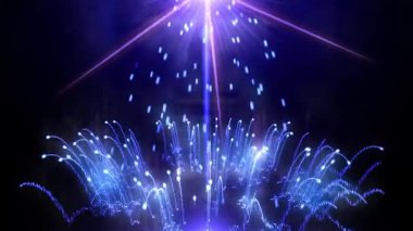 Gece gökyüzünde havai fişekler