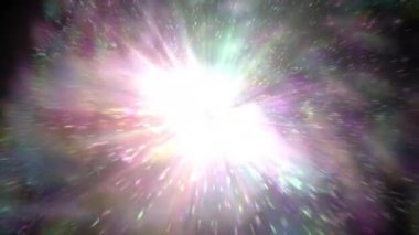 Toz ve yıldızlı renkli bir patlama. Yıldızın soyut arkaplanı.