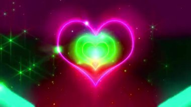 parıldayan neon kalp şekli arkaplanı