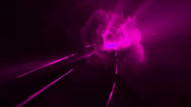 Parlayan parçacıklar, parçacıklar ile soyut arkaplan. 3 boyutlu illüstrasyon. Bilim ve teknoloji kavramı.