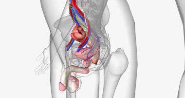 The pelvis is the most inferior region of the trunk. 3D rendering
