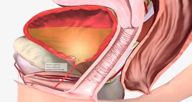 Healthy urethra is closed tightly and prevents urine leakage 3D rendering
