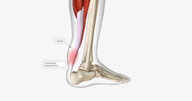 An ankle strain occurs when the muscles or tendons around the ankle are stretched too far. 3D rendering