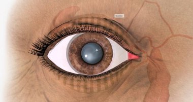 A cataract is the progressive clouding of the lens of the eye accompanied by vision problems. 3D rendering