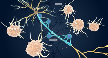 Autoimmune Attack on Myelin Sheath 3D rendering